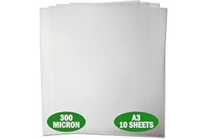 Essential Arts A3 Frosted Acetate 300 Micron Pack of 10 Sheets. Extra Thick Recyclable Polypropylene Binding Cover for Craft, Stencils and Gifts (297x420mm)