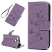 Produktbild Hülle für Huawei Y6 Pro 2017 Case Lederhülle PU Leder Handytasche Lotus Schmetterling Muster Flip Cover Stand Hardcase Tasche Etui Flipcase Handyhülle mit Halter Kartenfach Hellviolett