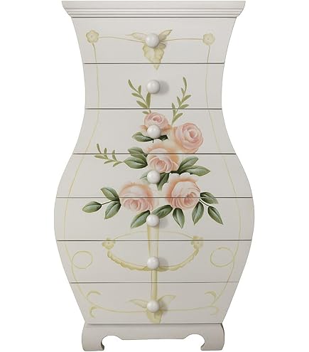 Commode 5 Tiroirs Palazzo INT – Style Scandinave Blanc – Bois – 85x100x40 Cm – Shabby Chic