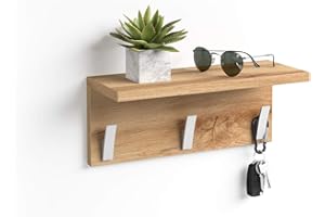 Mobili Fiver, Appendiabiti da parete, Rachele, da 40 cm, Rovere Rustico, Appendiabiti moderno per Bagno, Camera, Ingresso, Made in Italy