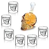 HOMFA Set de 6 vaso de cristal Vaso cerveza Vino 350ML Botella de vino Botella Cráneo Aireador de Vino 75ML Vidrio