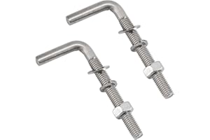 FLOMORE Juego de pernos roscados en forma de L M12 x 150 mm, acero inoxidable 304, pernos de anclaje cuadrados, ganchos para colgar (2 unidades)