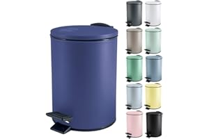 Spirella Kosmetikeimer 3 Liter Edelstahl mit Absenkautomatik und Inneneimer Adelar Badezimmer Mülleimer Softclose Abfalleimer dunkelblau