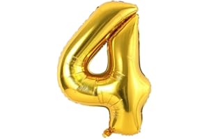 Vthoviwa 40 Zoll/18 Farbens Luftballon Zahlen 4 Golden, Luftballon 4. Geburtstag Foil Ballon, 0123456789,10-19,20-25,30,40,50,60,70,80,90, Party Decoration Helium Unterstützen