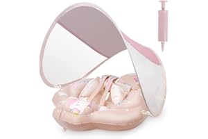 Vicloon Nadmuchiwany pływak dla niemowląt, nadmuchiwany pierścień do pływania dla niemowląt, nadmuchiwany pierścień do pływania dla niemowląt, dla dzieci w wieku 3-12 miesięcy, rozmiar S, różowy