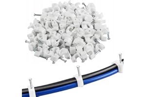SGERUFZ 200 pcs Fermacavo con Chiodo, Graffette Clip per Cavi, Chiodini, Graffette, Rotondi, Parete, Telaio della Porta, Angoli e Montaggio a Vista