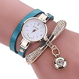 shangjunol Frauen-M?dchen-Klein Dial Mehrschichtige Quarz-Uhr-Legierungs-Metallanh?nger-Armband Armbanduhr Hand Dekor