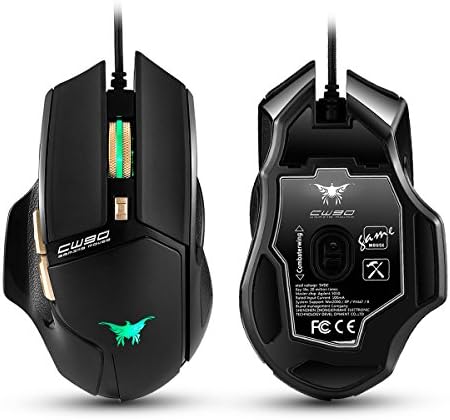 Combaterwing CW90 3800 DPI Wired Gaming Mouse Mice 6 Buttons Design Breathing LED Colors for Gamer PC MAC