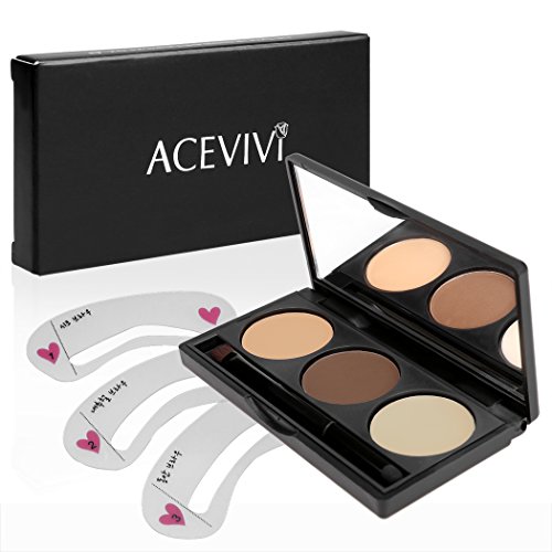 ACEVIVI 3 Farben Brauenpuder Augenbraue mit 3 Typen Augenbrauen Schablonen - 7