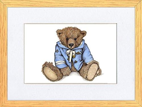 Teddy Bear with Blue Jacket Framed Art Print By Kevin Wood (10 x 8)