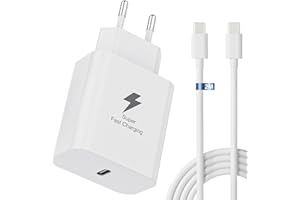 DCFUN Chargeur Rapide Samsung Chargeur Type C 25W pour Samsung Galaxy A15 A16 A34 A35 A54 A55 A05S A25 5G S24 S23, A22 S22 S21 S20 FE/Plus/Ultra, Prise Chargeur Super Rapide avec Cable 2M