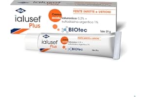 IBSA ialuset Plus Crema 25g - Per il trattamento di ferite infette e ustioni, con acido ialuronico ad azione idratante e sulfadiazina argentica che protegge dalla contaminazione batterica
