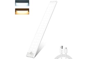 FUNTOOLDE Under Cabinet Kitchen Lights,1 Pack 72 LEDs 3 Modes Motion Sensor under Cupboard kitchen lights,2000mAh USB Type-C Rechargeable Stepless Dimming Wardrobe Light,2 Color Temps Closet Light