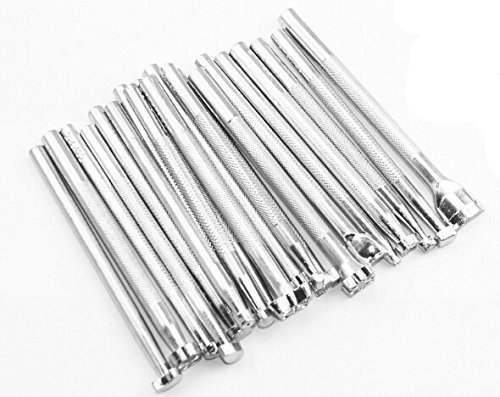 MELARIO 25stk Punzierstempel Präge Stempel Set Punzierhammer Chisel Punch Lederwerkzeug - 3