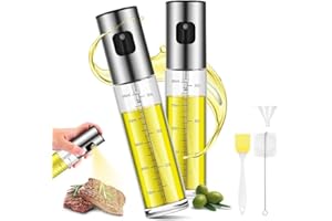 feyiubmen 2 Spruzzatori per Olio, Spray per Olio da Cucina, 100 ml, Acciaio Inossidabile e Vetro, Spruzzatore Professionale per Grigliate