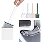 WIDERZONE Silicone Toilet Brush with Holder Set - Flat Head Flexible Soft Bristles Brush with Quick Drying Holder Set…