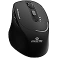Amkette Hush Pro Epic Rechargeable Wireless Mouse/Bluetooth Mouse | 3 Device Connectivity with Bluetooth and USB 2.4 GHz | 2400 DPI | Silent Switches | Ergonomic Design | Type C Charging | Black