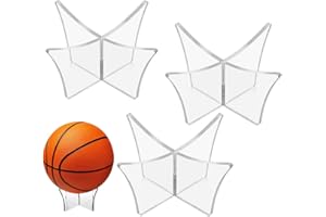 WANFOOU Soporte De Pelota,3 Pcs Soporte De Exhibición De Bola Soporte De Pelota Oporte De Baloncesto Transparente Acrílico Soporte De Exhibición para Rugby, Voleibol,Fútbol (Transparente)