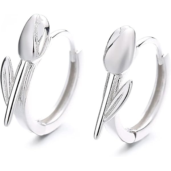 Orecchini A Tulipano EVELYN In Argento 925 | Placcato Platino | 12x4 Mm | Ipoallergenici | Regalo Per Donna Con Scatola