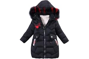 YFPICO Doudoune Enfant Fille Manteau Rembourré à Capuche Fourrure Veste d'hiver Fille Blouson Epaisse Chaud Coupe-Vent