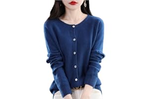 TeysHa Cardigan en Cachemire pour Femmes, Pull en Laine à col Rond boutonné à Manches Longues, Pull élastique en Tricot Doux et Chaud