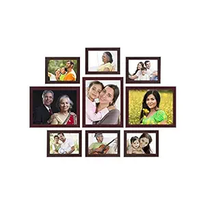 Amazon Brand - Solimo Collage Photo Frames, Set of 9,Wall Hanging (6 pcs - 5x7 inch, 3 pcs - 8x10 inch),Brown