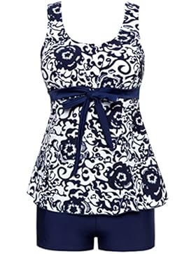 Wantdo Damen Badeanzug bauchweg Tankini mit Shorts Große