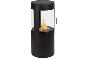 blumfeldt Cheminée à l'éthanol Fiamme Circulo - durée de Combustion allant jusqu'à 5 Heures, Acier Inoxydable, 1,2 Litre, brûle sans Odeur et sans résidus, Outil d'extinction, Noir