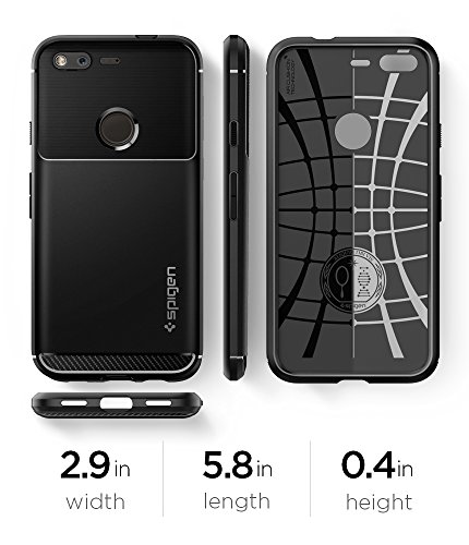 Google Pixel HÃ¼lle, SpigenÂ® [Rugged Armor] Elastisch [Schwarz] Ultimative Schutz vor StÃ¼rzen und StÃ¶ÃŸen - [Karbon Look] SchutzhÃ¼lle fÃ¼r Google Pixel Case, Google Pixel Cover, Google Pixel 2016, Google Pixel 5.0