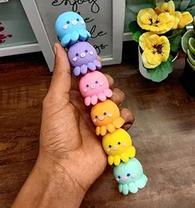GoMerryKids 6 Colors Octopus Highlighter Marker Pen Stationery Pastel Color for Books as Book Marking DIY Art Craft Scrapbook Calligraphy Birthday Return Gift for Girls Kids