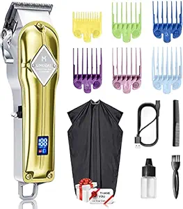 Limural Hair Clippers for Men Professional Cordless Clippers for Hair Cutting Beard Trimmer Barbers Grooming Kit Rechargeable, LED Display, Gold