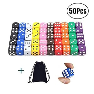 Lvcky 50 Uds juego de dados de puntos 6 dados barra de dados KTV favores de fiesta colores surtidos 16mm colores mezclados colores mezclados