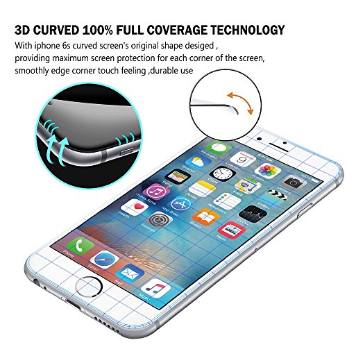 MarvTek Full Cover Vidrio Cristal Templado Completo curvo 3D para iPhone 6 6s 4 7    3D Touch Compatible  Protector de Pantalla Completa 3D para iPhone 6   6s 4 7  Blanco  