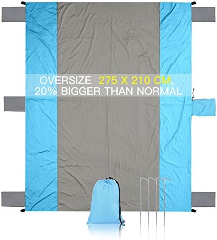 MAIKEHIGH Compact Large Quick Drying Lightweight Durable Parachute Nylon Outdoor Beach Blanket Picnic Sand Resistant Oversized 7' x 9'