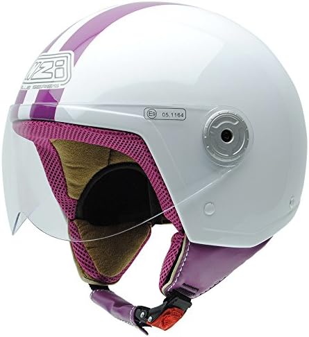 NZI 150251G325 Vintage II CWP Open Face Motorcycle Helmet, White/ Pink, XS
