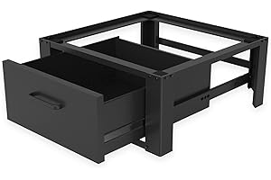 Vonia Waschmaschinen Untergestell mit Schublade 63 x 54 x 31 cm - Waschmaschine-Unterschrank max bis 150 kg Schwarz