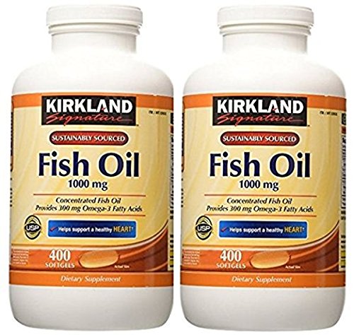Kirkland Signature Fish Oil Concentrate with Omega-3 Fatty Acids, 800 Softgels, 1000mg