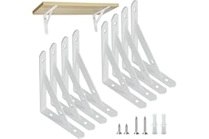 WEERSTONE 8 Stück Regalhalterungen Schwerlast-Träger 90 Grad Wand-Winkel Regalhalterung Metall Regalträger mit Schrauben Wand Regalträger Eisen Regalwinkel für Winkel Regal (15×9.5cm)，Weiß