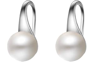 WWRY Pearl Earrings for Women,925 Sterling Silver Hook Earrings