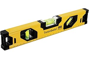 Teronbeta Wasserwaage 30 cm Verfügt über Rundum Ablesbar 3 Libellen 0°/45°/90°, Aluminium Gehäuse mit Magnet System und Stoßdämpfende Endkappen