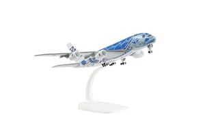 QIYUMOKE 1/300 ANA A380 Modello di aeroplano in metallo pressofuso modello di aereo A380 (7 pollici) con espositore, può essere utilizzato come regalo o collezione aereo - JA383A