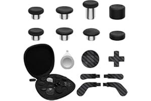 CHARM FOCUS 16-in-1 Metall Analogstick Ersatz Set für Xbox Elite Series 2 – Enthält magnetische Analogsticks, Paddles, Silikonkappen, D-Pads, Einstellwerkzeug (Carbonschwarz)