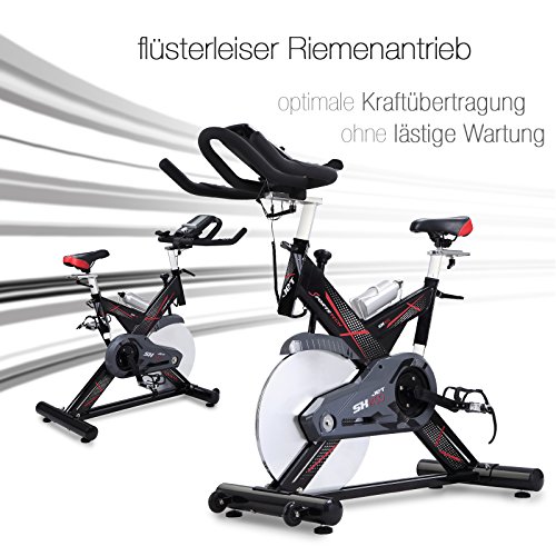Sportstech Profi Indoor Cycle SX400 mit Smartphone App Steuerung + Google Street View, 22KG Schwungrad, Armauflage, Pulsgurt kompatibel – Speedbike in Studioqualität mit flüsterleisem Riemenantrieb – Fahrrad Ergometer bis 150 KG - 5
