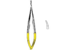 Comdent 35 – 3224 Castroviejo Needle Holder, Curved, Serrated, 14 cm, TC