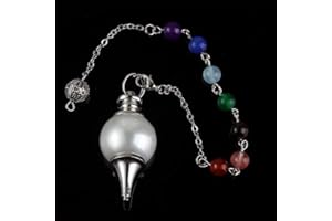 AITELEI Naturel 7 Pendule de Chakras Reiki Guérison Point de Cristal Pendentif Pendule de Chakra Équilibrant Reiki Guérison pour Divination/Outil de Radiesthésie avec Chaîne