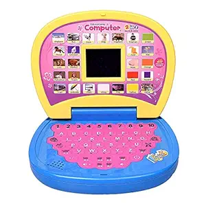 EPIC CRAFT Educational and Learning Laptop Machine Toys for Kids. Learn Vocabulary ,Letter & Counting.Baby Computer Tablet for Educational Learning Kids Laptop, Led Display, with Music (Yellow)