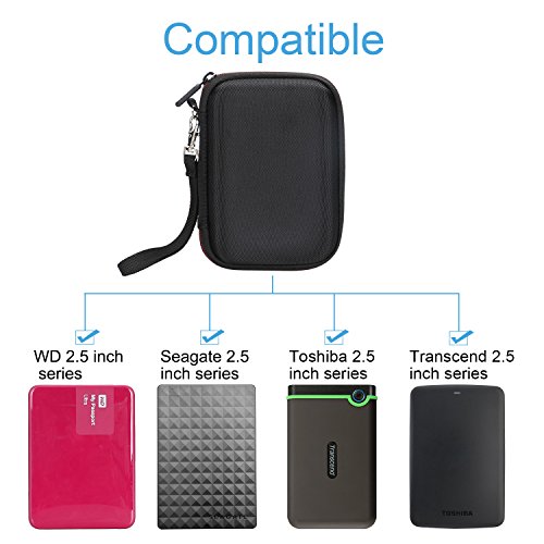 LTGEM EVA Festplattentasche für WD Western Digital My Passport Ultra , Elements SE/Toshiba Canvio Basics 1 TB /Seagate Backup/Transcend 2 TB /Kingston MLWG2/RAVPower FileHub Externe Festplatte-schwarz - 3