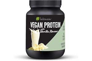 Intenson Poudre de protéine végane saveur : vanille [600 g], Poudre de protéine végétale pois et chanvre