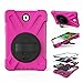 Produktbild Samsung Galaxy Tab S2 8.0 Hülle,Hülle für Samsung Galaxy Tab S2 8.0 T710,Galaxy Tab S2 8.0 Case Tasche,Roreikes Heavy Duty Fullbody Shockproof Rutschfeste Robuste PC Soft Silikon Schutzhülle mit tragbar Schulterriemen integrierte Handschlaufe/Standfunktion Hard Bumper Cover für Samsung Galaxy Tab S2 8.0 T710 / T715 / T719-Rose rot