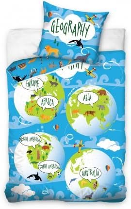 Geography Duvet Cover Set 100% Cotton 160 x 200 cm
